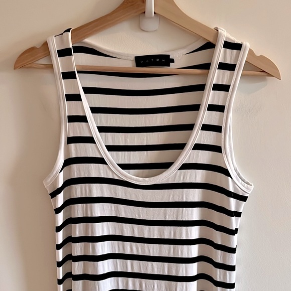 HATCH The Long Body Tank Dress in Black and White Stripe - Size Petite - Picture 5 of 12